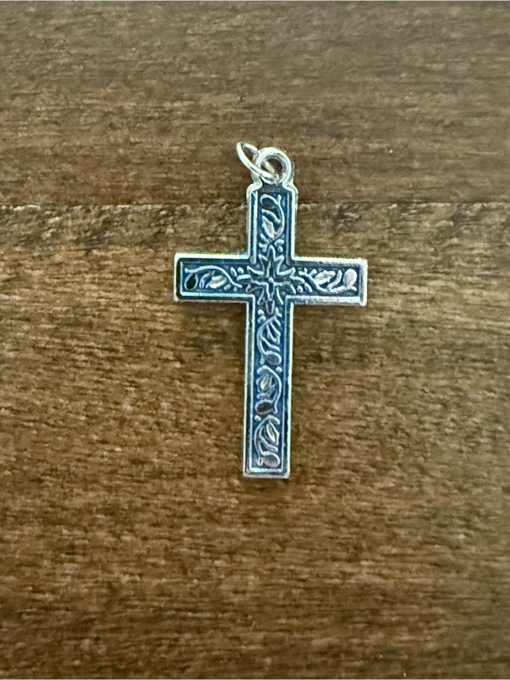Silver-tone Floral Cross Pendant